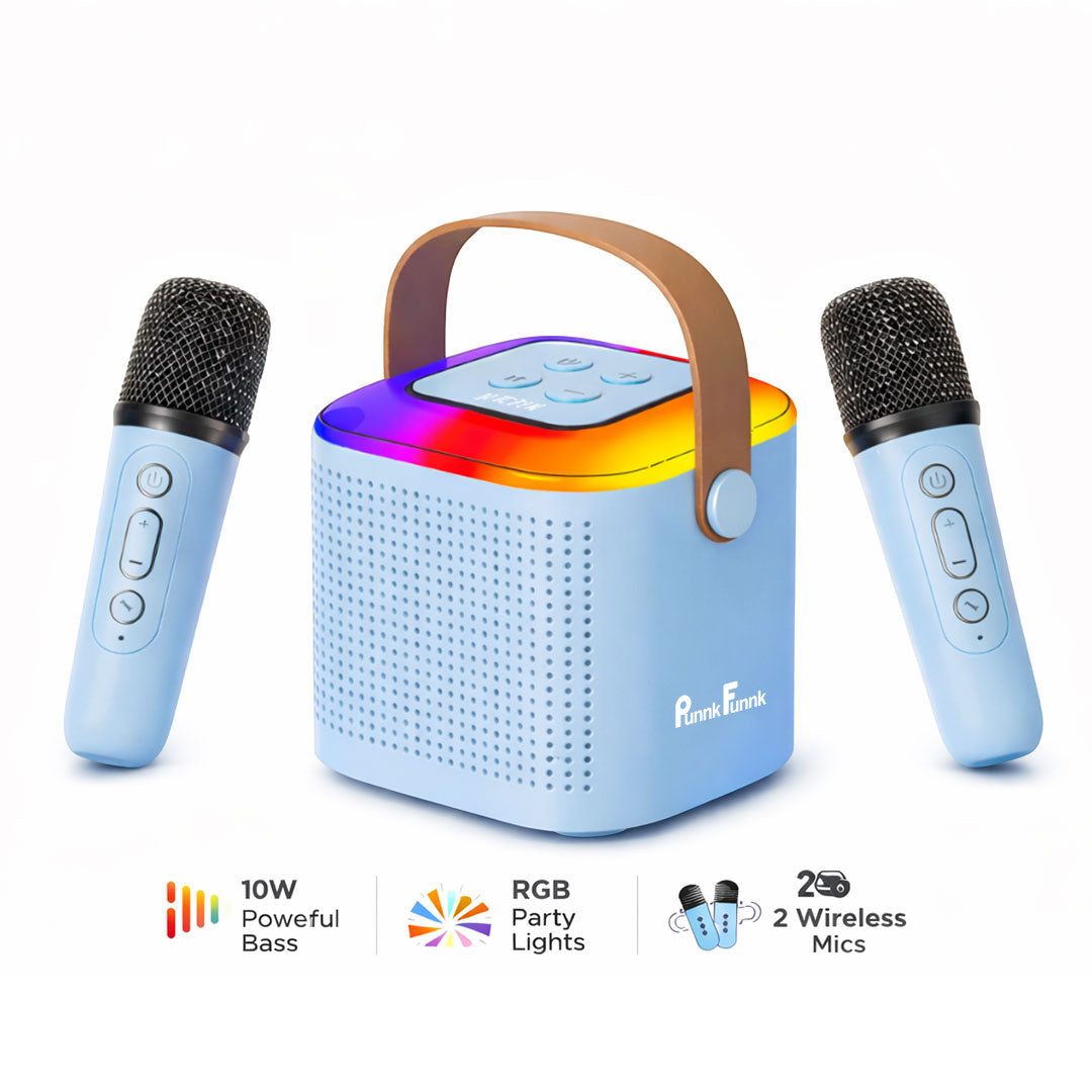 Wireless Mini Vocal Speaker with Dual Mic RGB Lights & Voice – PunnkFunnk