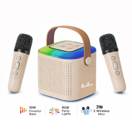 Wireless Mini Vocal Speaker with Dual Mic RGB Lights & Voice