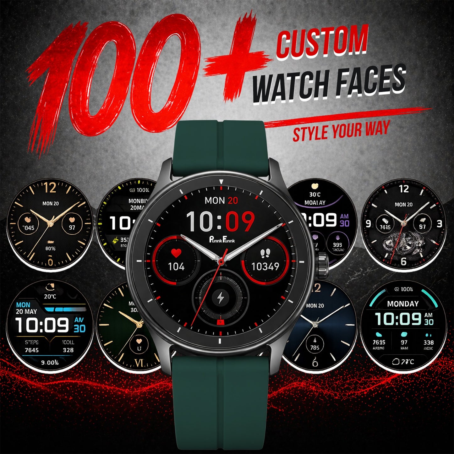PunnkFunnk Active Lite 1.49"Amoled Display BT Calling, Notification, Music, Sports, fitness Smartwatch (Magnetic)