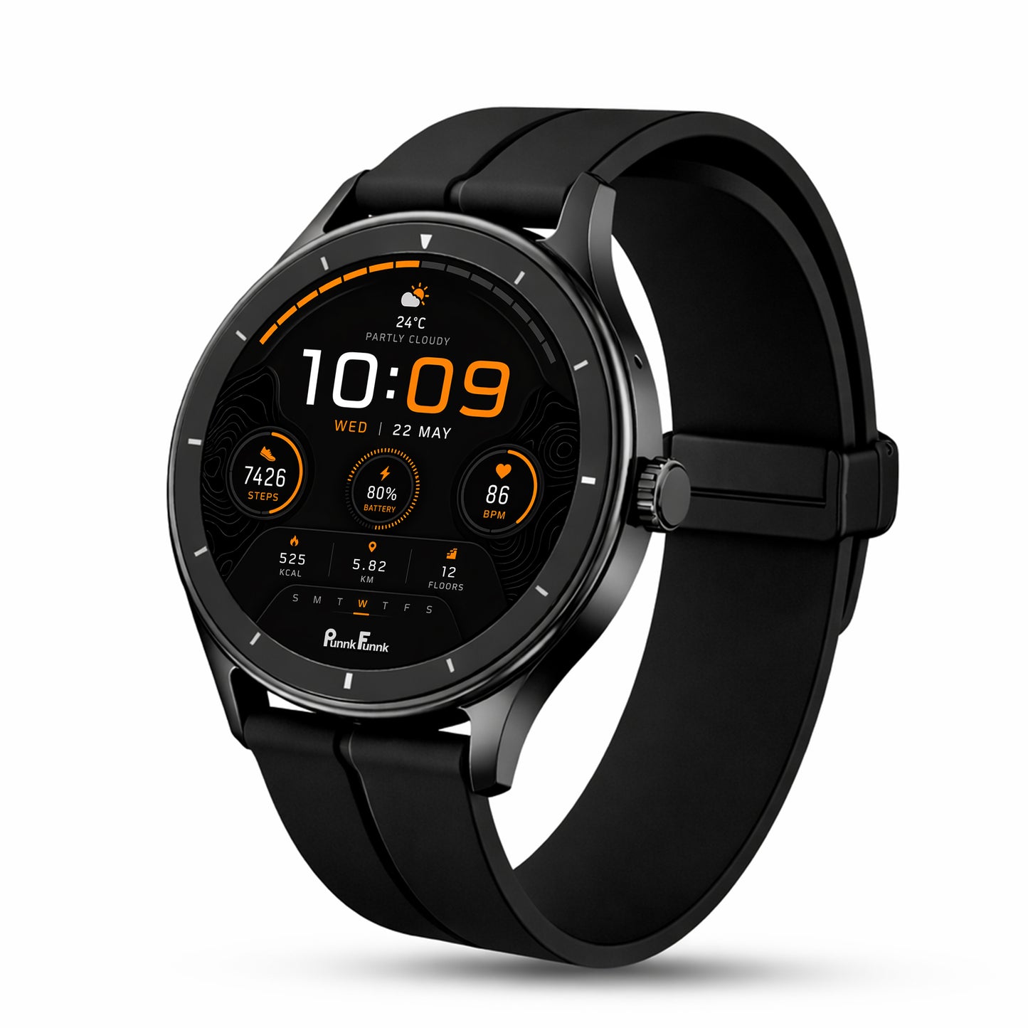 PunnkFunnk Active Lite 1.49"Amoled Display BT Calling, Notification, Music, Sports, fitness Smartwatch (Magnetic)