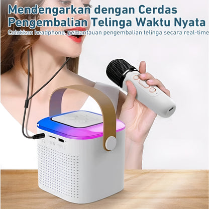 Wireless Mini Vocal Speaker with Dual Mic RGB Lights & Voice