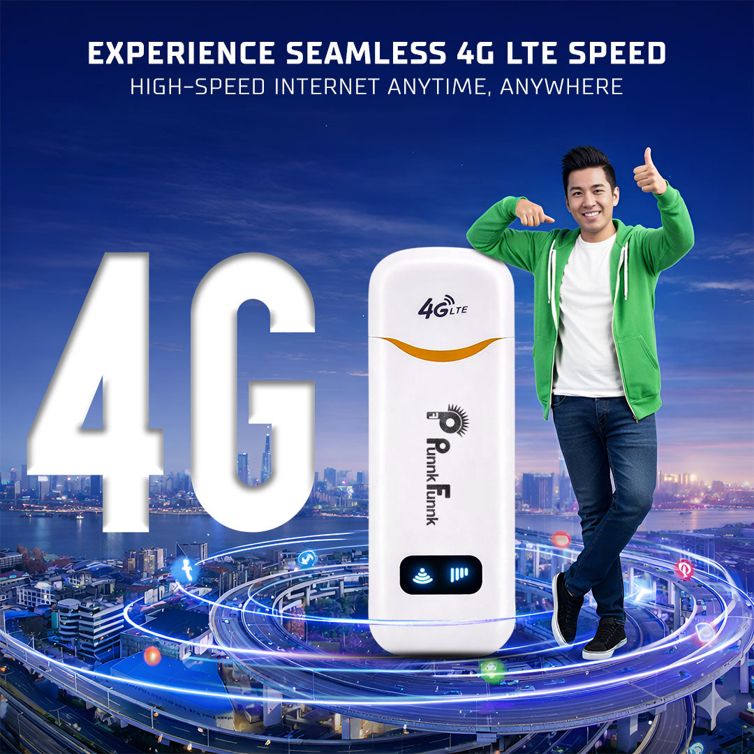 4G LTE WiFi USB Dongle Stick with All SIM Network Support | 4G Data Card with up to 150Mbps Data Speed, Fast 4G Dongle, SIM Adapter Included, tri_Band