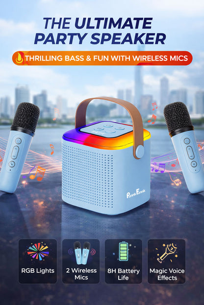 Wireless Mini Vocal Speaker with Dual Mic RGB Lights & Voice