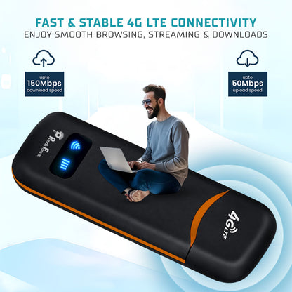 4G LTE WiFi USB Dongle Stick with All SIM Network Support | 4G Data Card with up to 150Mbps Data Speed, Fast 4G Dongle, SIM Adapter Included, tri_Band