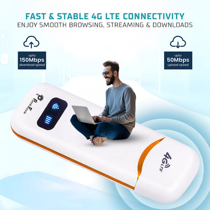 4G LTE WiFi USB Dongle Stick with All SIM Network Support | 4G Data Card with up to 150Mbps Data Speed, Fast 4G Dongle, SIM Adapter Included, tri_Band