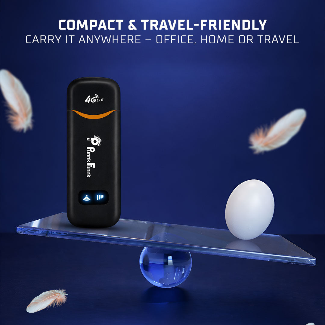 4G LTE WiFi USB Dongle Stick with All SIM Network Support | 4G Data Card with up to 150Mbps Data Speed, Fast 4G Dongle, SIM Adapter Included, tri_Band