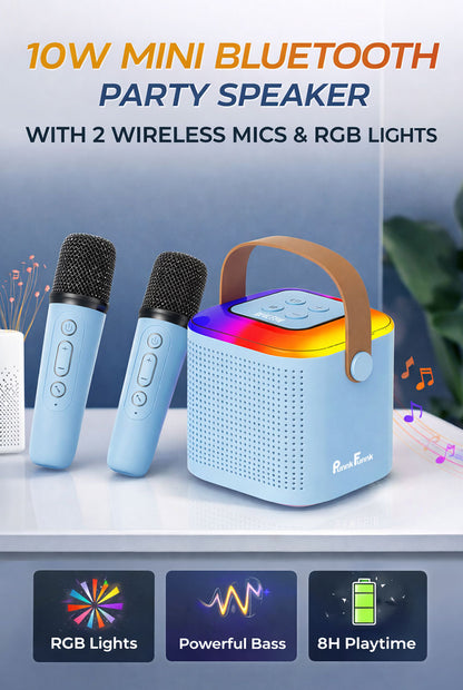 Wireless Mini Vocal Speaker with Dual Mic RGB Lights & Voice