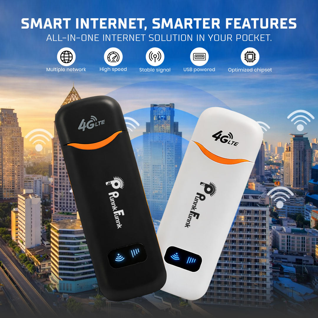 4G LTE WiFi USB Dongle Stick with All SIM Network Support | 4G Data Card with up to 150Mbps Data Speed, Fast 4G Dongle, SIM Adapter Included, tri_Band