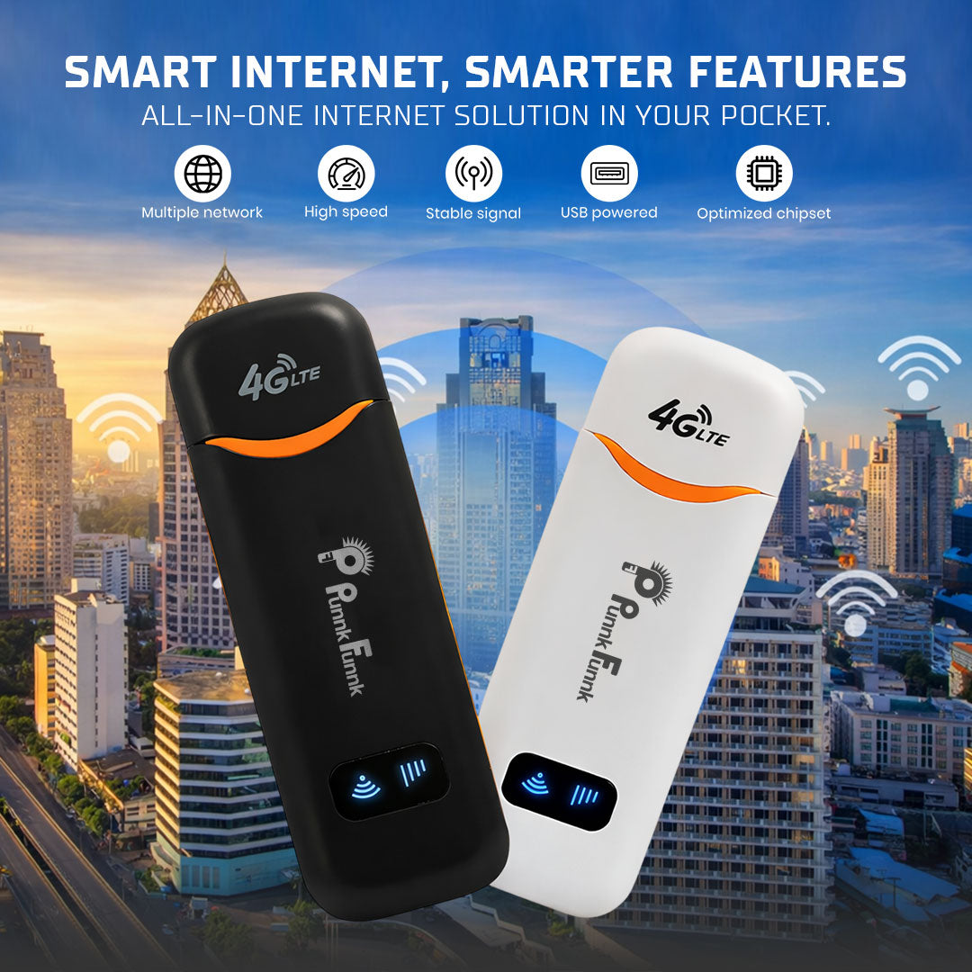 4G LTE WiFi USB Dongle Stick with All SIM Network Support | 4G Data Card with up to 150Mbps Data Speed, Fast 4G Dongle, SIM Adapter Included, tri_Band