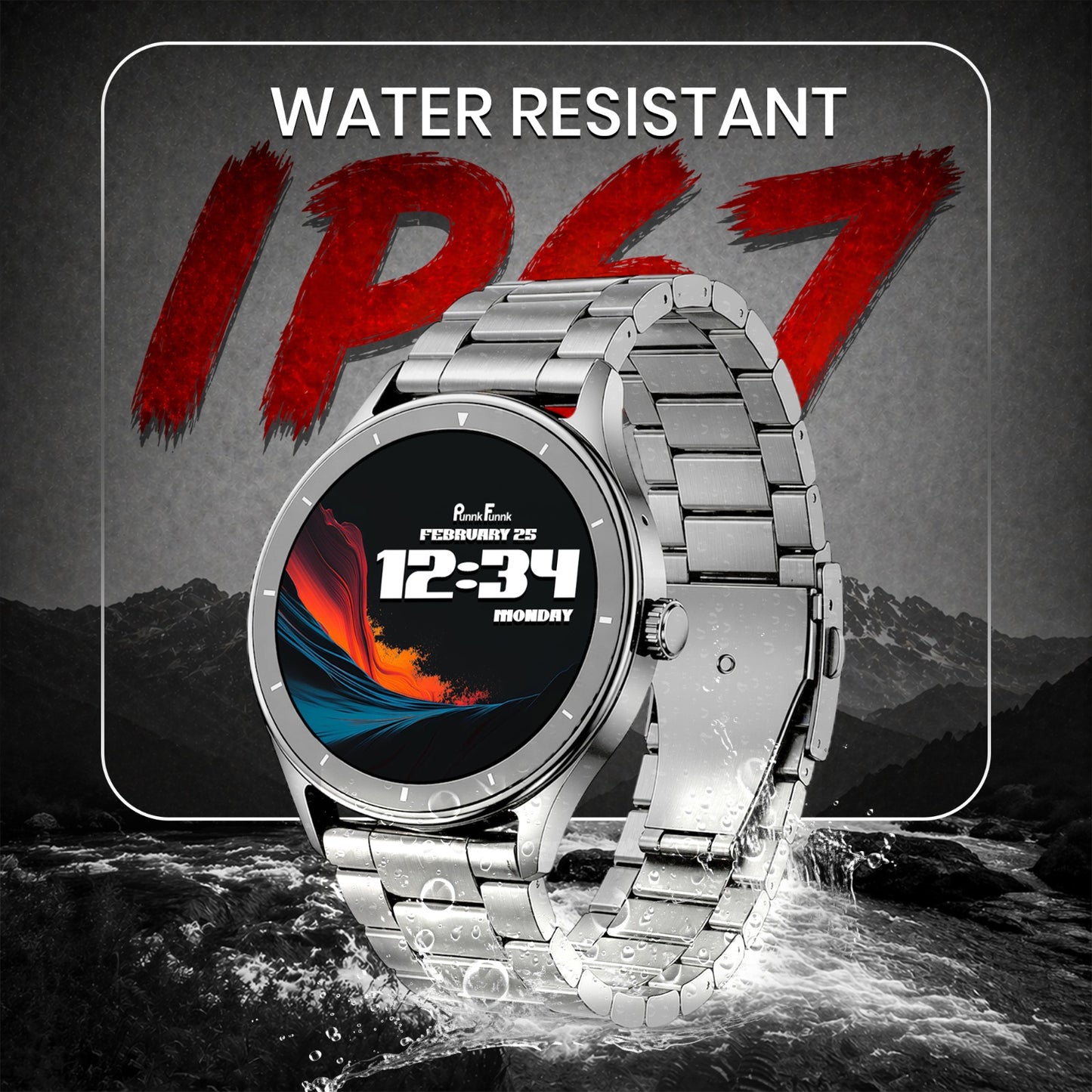 PunnkFunnk Active Lite 1.49"Amoled Display BT Calling, Notification, Music, Sports, fitness Smartwatch (Metal)