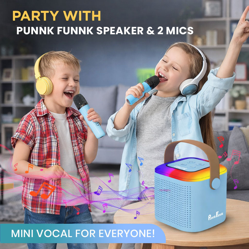 Wireless Mini Vocal Speaker with Dual Mic RGB Lights & Voice