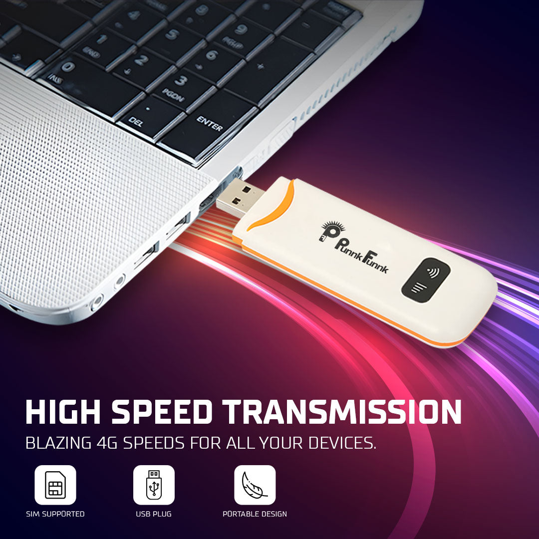 4G LTE WiFi USB Dongle Stick with All SIM Network Support | 4G Data Card with up to 150Mbps Data Speed, Fast 4G Dongle, SIM Adapter Included, tri_Band