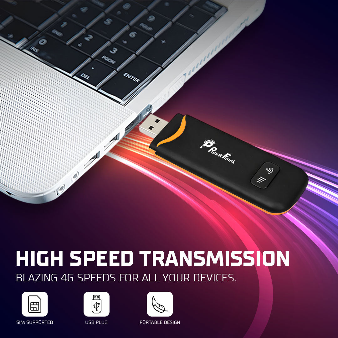 4G LTE WiFi USB Dongle Stick with All SIM Network Support | 4G Data Card with up to 150Mbps Data Speed, Fast 4G Dongle, SIM Adapter Included, tri_Band