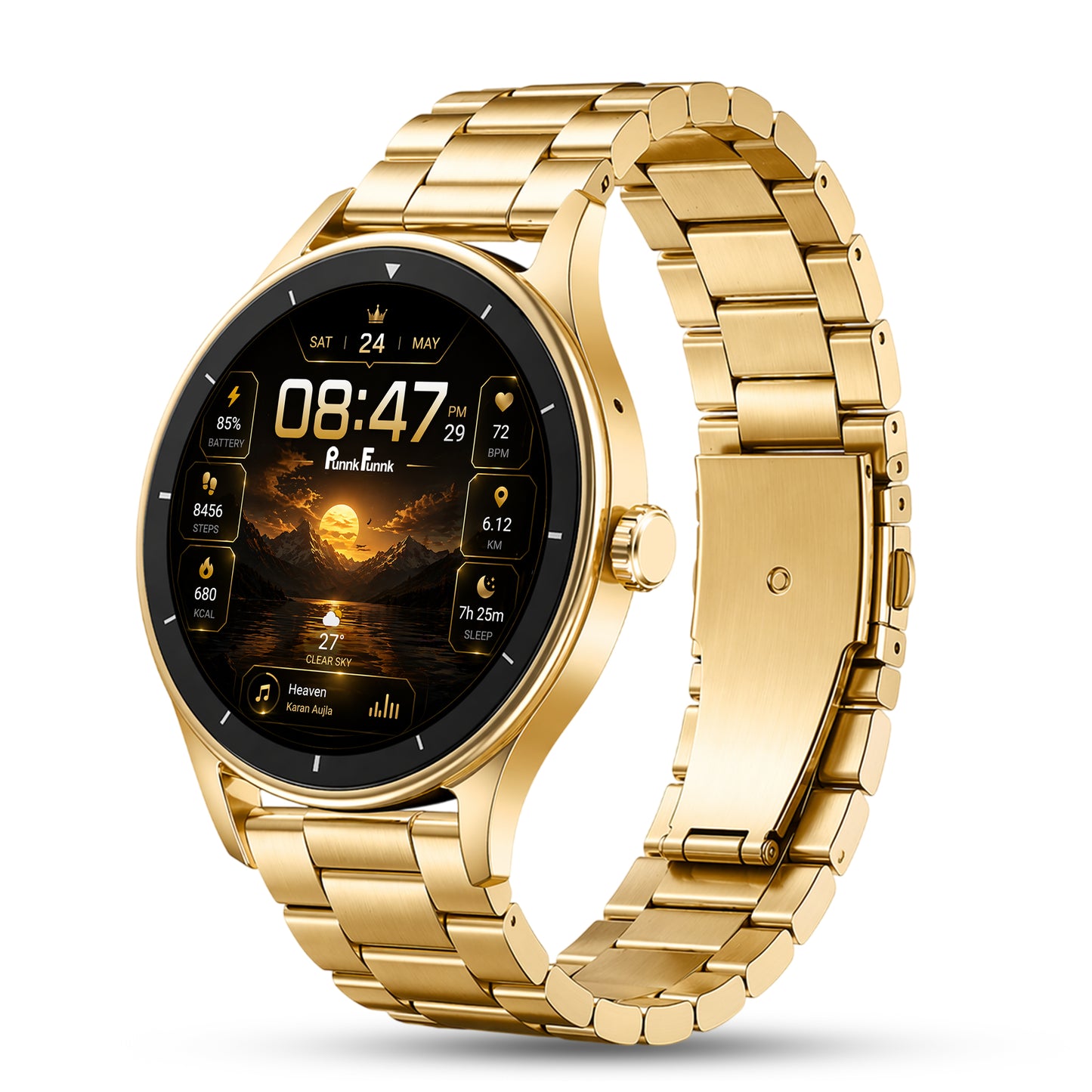 PunnkFunnk Active Lite 1.49"Amoled Display BT Calling, Notification, Music, Sports, fitness Smartwatch (Metal)