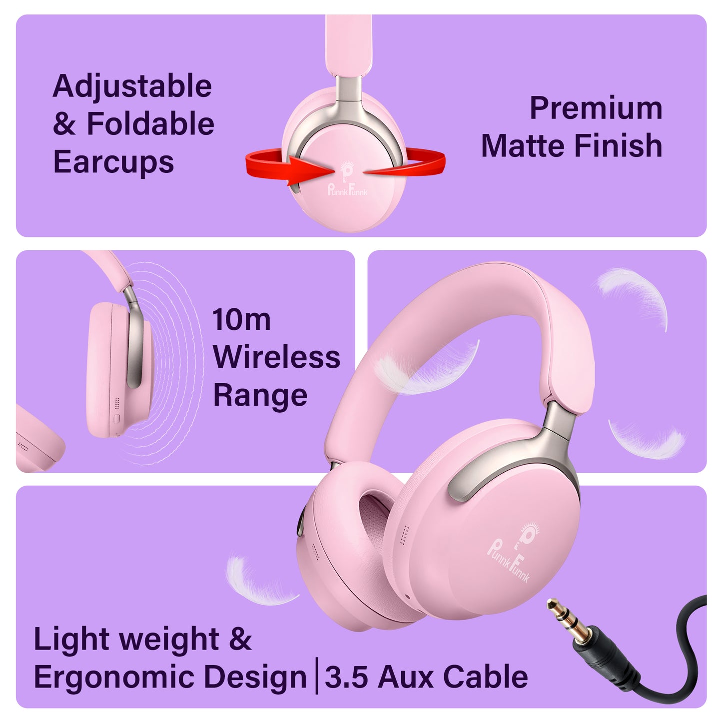 🔥 PunnkFunnk Super Bass Over-Ear Headphone   Crystal Clear Sound | Deep Bass | Soft Cushions   Perfect for Music, Gaming & Calls 🎧