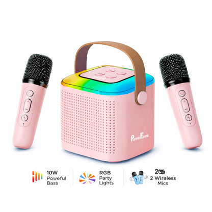 Wireless Mini Vocal Speaker with Dual Mic RGB Lights & Voice