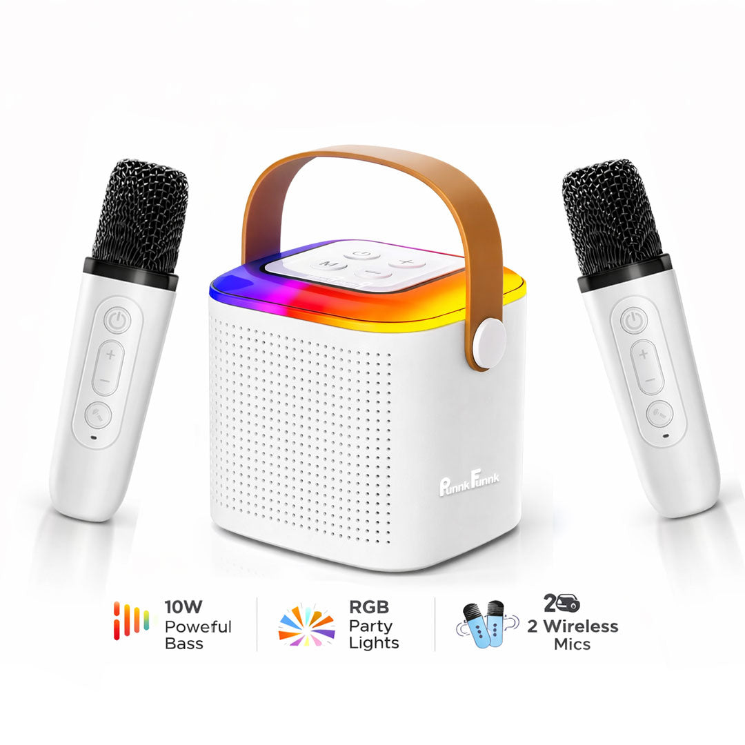 Wireless Mini Vocal Speaker with Dual Mic RGB Lights & Voice