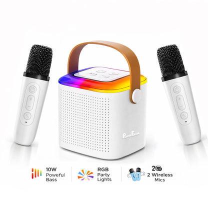 Wireless Mini Vocal Speaker with Dual Mic RGB Lights & Voice