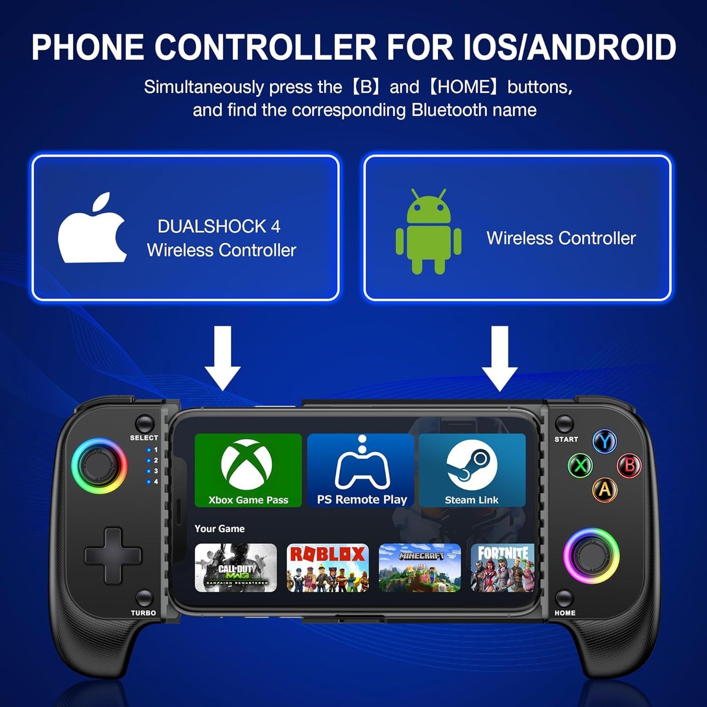 Bluetooth Mobile Gamepad iPhone/Android, XBOX, PC, PS4, PS3
