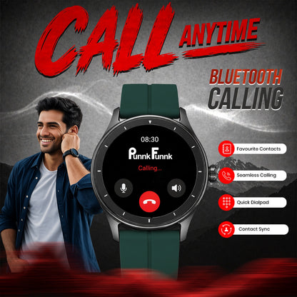 PunnkFunnk Active Lite 1.49"Amoled Display BT Calling, Notification, Music, Sports, fitness Smartwatch (Magnetic)