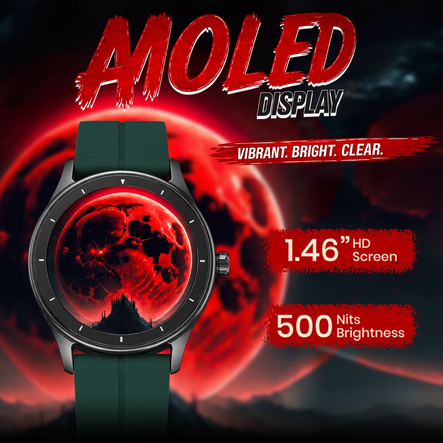 PunnkFunnk Active Lite 1.49"Amoled Display BT Calling, Notification, Music, Sports, fitness Smartwatch (Magnetic)