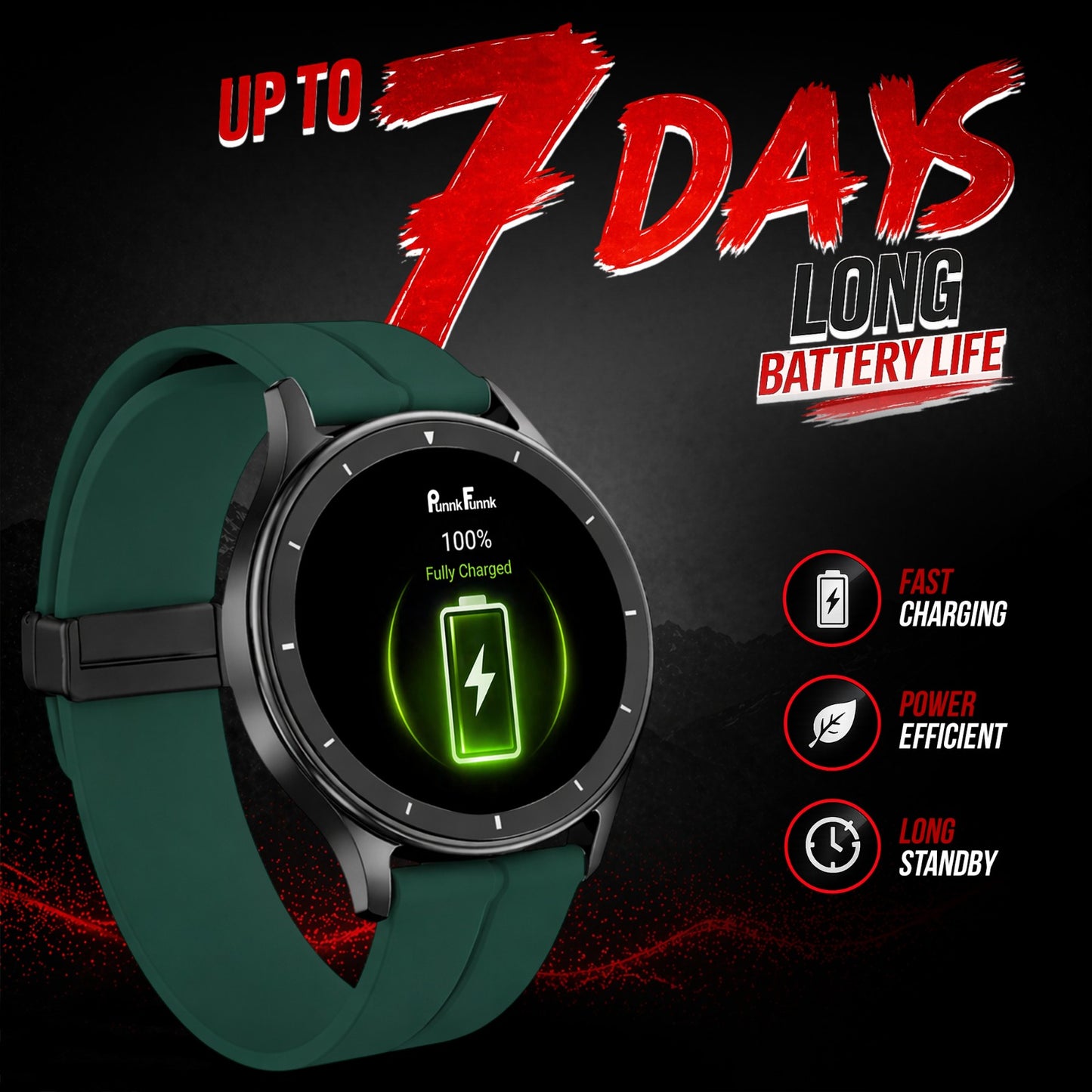 PunnkFunnk Active Lite 1.49"Amoled Display BT Calling, Notification, Music, Sports, fitness Smartwatch (Magnetic)