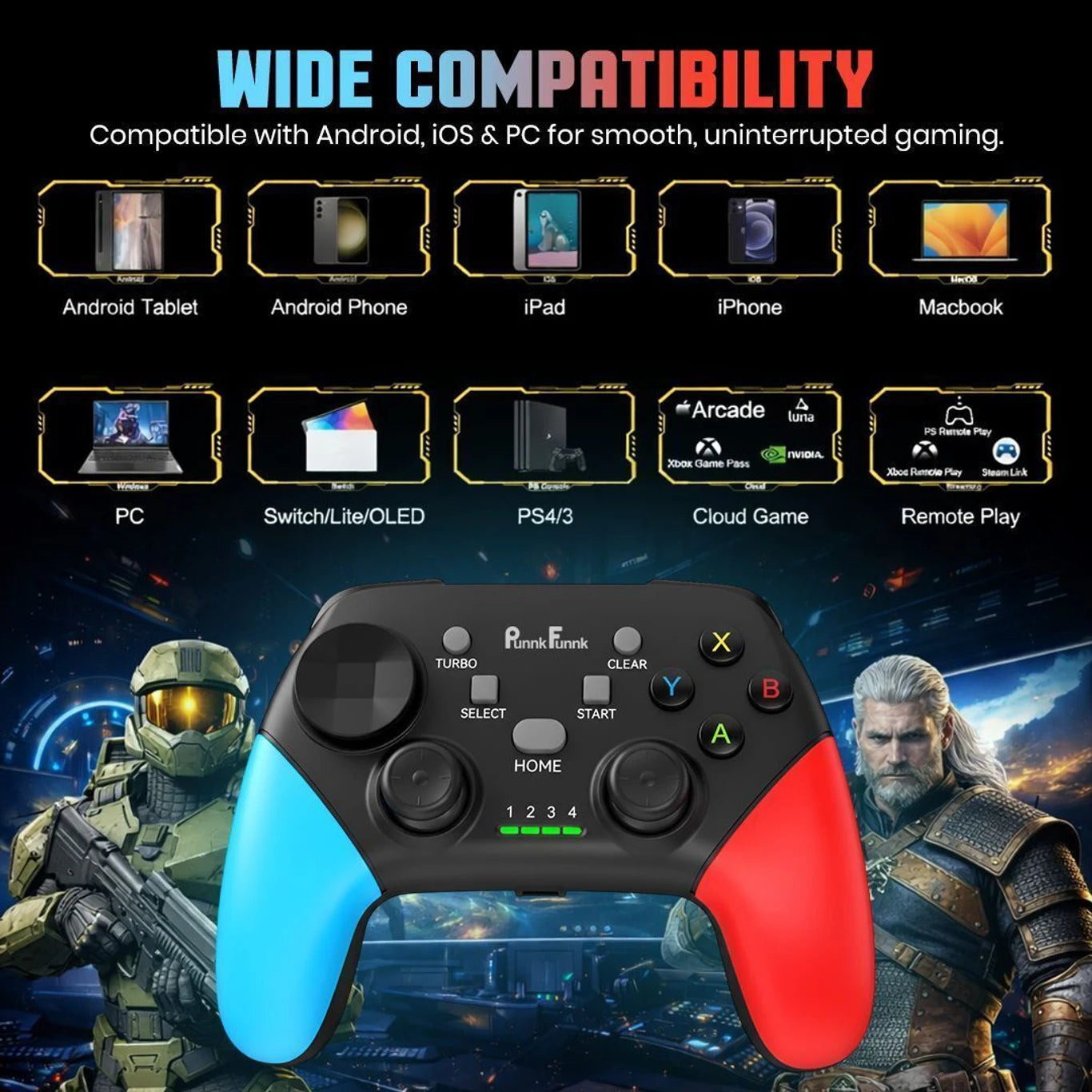 G9 Wireless Gaming Controller for Android And iOS , PS3, PS4, PS5 Gamepad (Black / Red, For Android, PC, PS3, PS4, PS5)