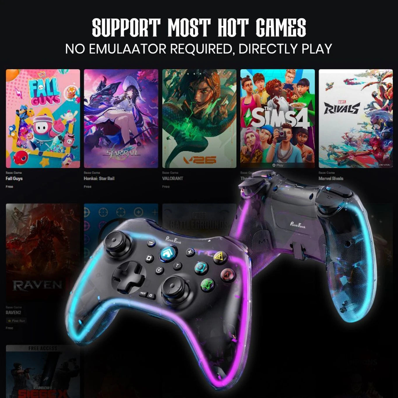 S03 Transparent Wireless Gaming Controller Nintendo Switch with Turbo & Vibration Bluetooth Gamepad (For Android, iOS, PC, PS3, PS4, PS5)