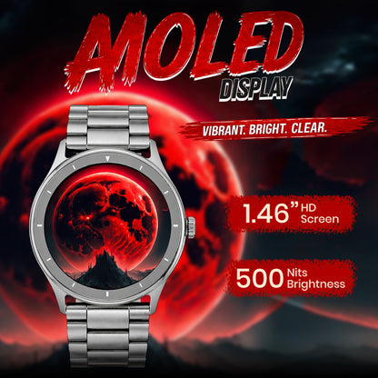 PunnkFunnk Active Lite 1.49"Amoled Display BT Calling, Notification, Music, Sports, fitness Smartwatch (Metal)