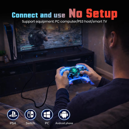 ROKID S03 Transparent Wired Gaming Controller Nintendo Switch with Turbo & Vibration Bluetooth Gamepad (Transparent, For Android, iOS, PC, PS3, PS4, PS5) (Copy)