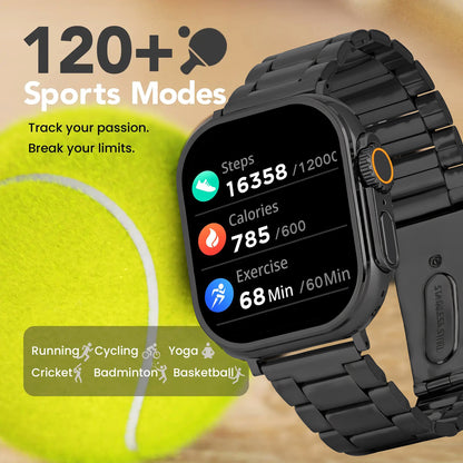 T800 Ultra Smartwatch Stainless Steel, BT Calling, Fitness & Music Smartwatch