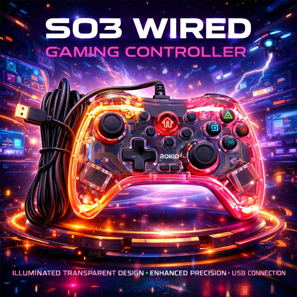 ROKID S03 Transparent Wired Gaming Controller Nintendo Switch with Turbo & Vibration Bluetooth Gamepad (Transparent, For Android, iOS, PC, PS3, PS4, PS5) (Copy)