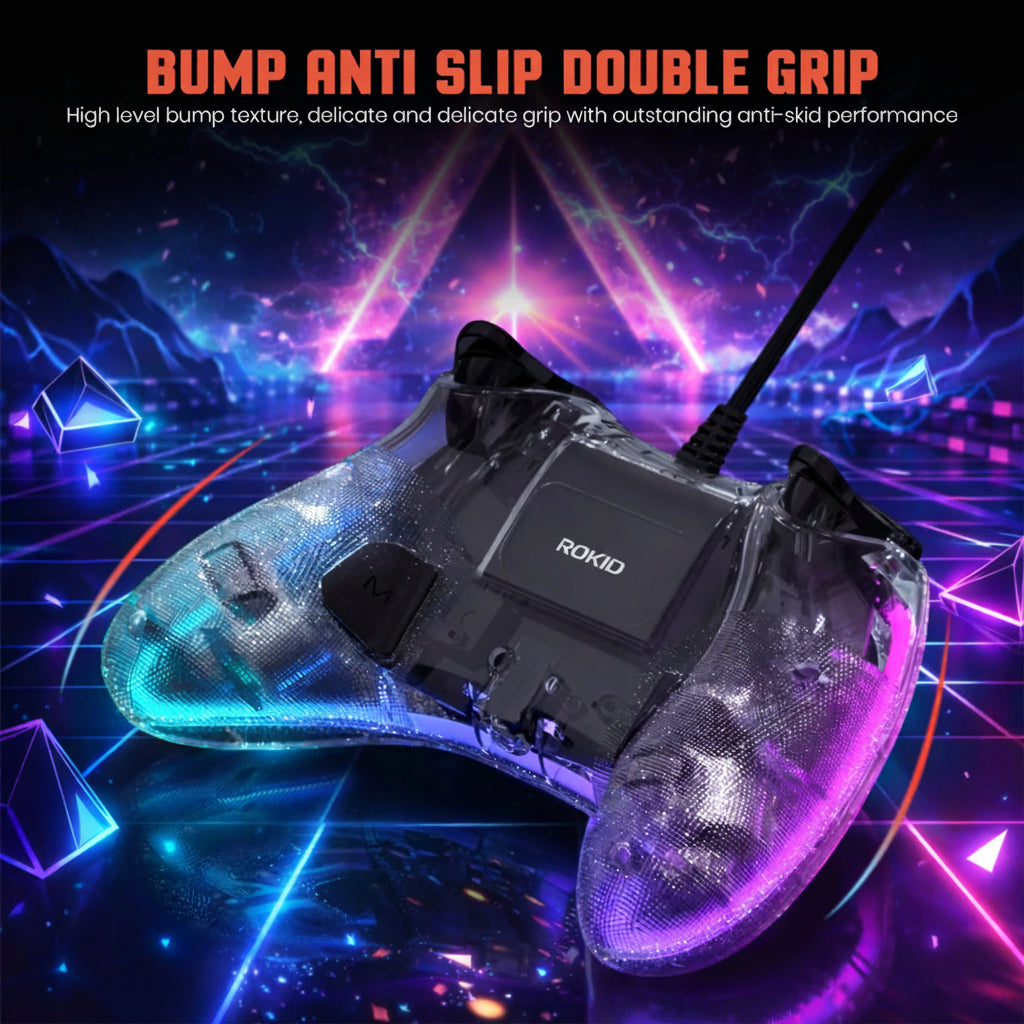 ROKID S03 Transparent Wired Gaming Controller Nintendo Switch with Turbo & Vibration Bluetooth Gamepad (Transparent, For Android, iOS, PC, PS3, PS4, PS5) (Copy)