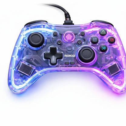 ROKID S03 Transparent Wired Gaming Controller Nintendo Switch with Turbo & Vibration Bluetooth Gamepad (Transparent, For Android, iOS, PC, PS3, PS4, PS5) (Copy)