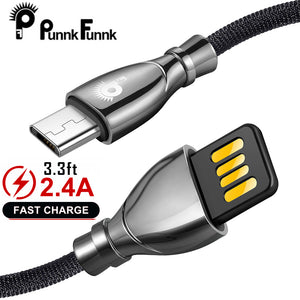 PunnkFunnk  Reversible 2.4 A Braided Nylon Fast Charging Type c USB C Micro USB 8pin sync Cable -FC66