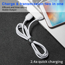 Load image into Gallery viewer, PunnkFunnk 2.4A Fast charging  braided Nylon Micro USB Type c USB C 8pin lightning snyc cables FC100
