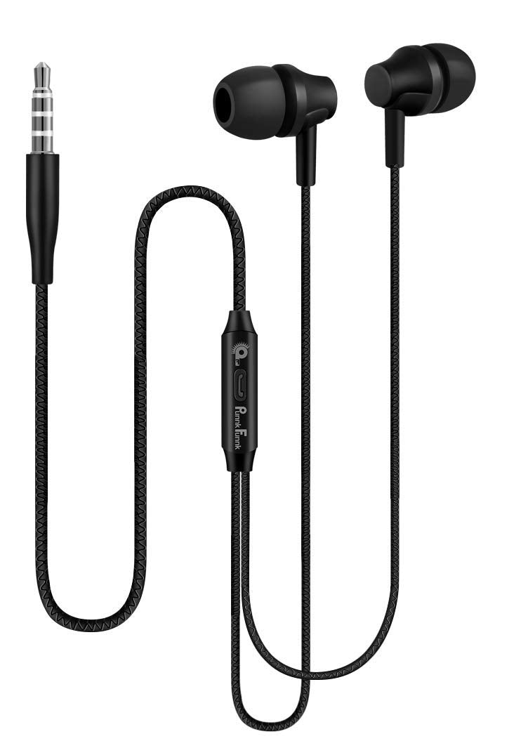 PunnkFunnk Matt21 In Ear Wired Eaphones with Mic for mobile Deep Bass Stereo wired Headset (Black)