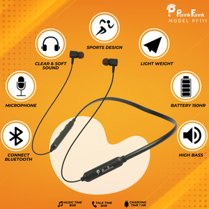 PunnkFunnk PF111 in-Ear Earphones Wireless Neckband with in-Built mic Feature