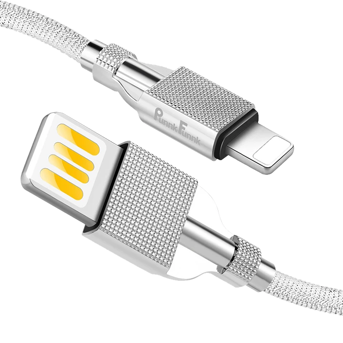 PunnkFunnk Reversible High Speed  2.4A Braided Type c USB C Micro USB 8PIN sync cable -FC11
