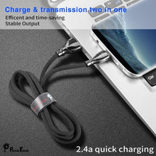 Load image into Gallery viewer, Punnkfunnk Reversible 2.4 A Braided Nylon Fast Charging Type c USB C Micro USB 8pin sync Cable FC77
