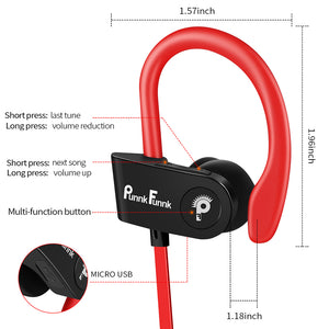 Wireless Bluetooth 5.0 Intense Workout Sports Earphones with Bass Stereo headset and a Mic for Men