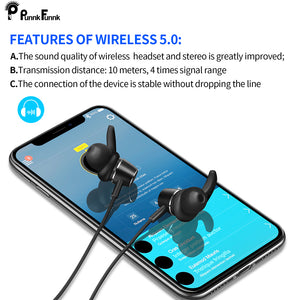 PunnkFunnk Mp3 Player Wireless Earphones Bluetooth 5.0 sport headphone with mic