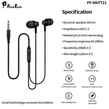 Load image into Gallery viewer, PunnkFunnk Matt21 In Ear Wired Eaphones with Mic for mobile Deep Bass Stereo wired Headset (Black)
